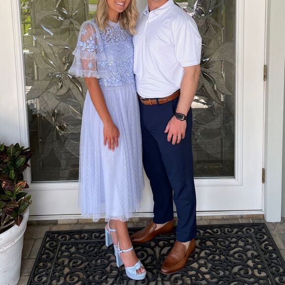 Needle & Thread Aurelia Embellished Top in Dusty Blue - Picture 2 of 5